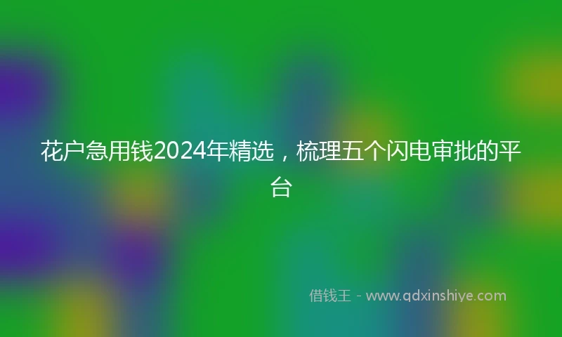花户急用钱2024年精选，梳理五个闪电审批的平台