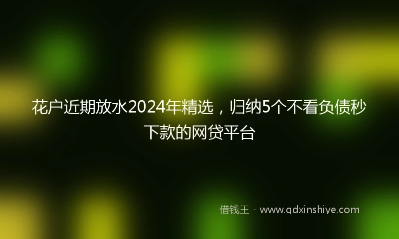 花户近期放水2024年精选，归纳5个不看负债秒下款的网贷平台