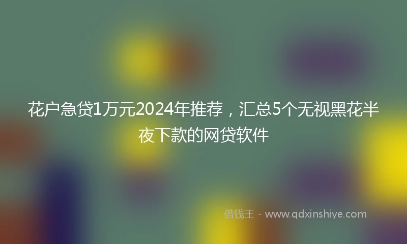 花户急贷1万元2024年推荐，汇总5个无视黑花半夜下款的网贷软件