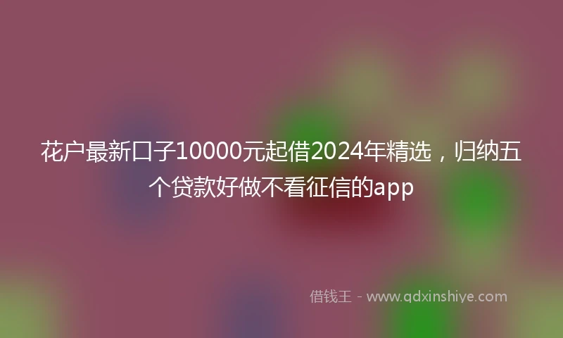花户最新口子10000元起借2024年精选，归纳五个贷款好做不看征信的app