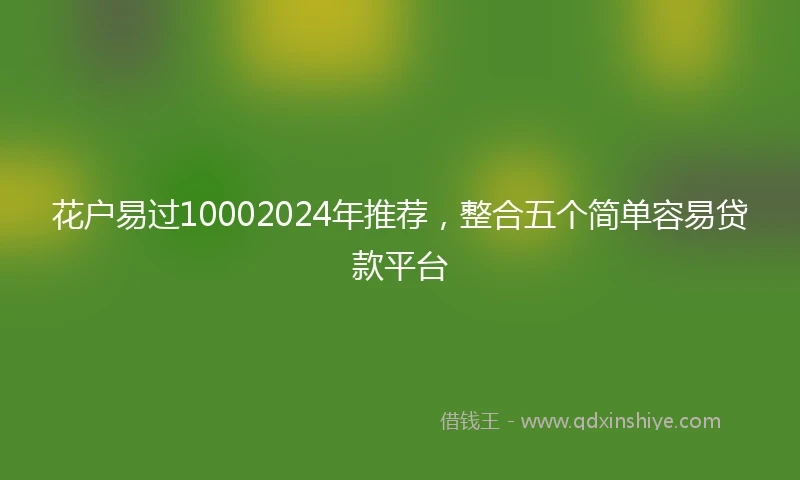 花户易过10002024年推荐，整合五个简单容易贷款平台