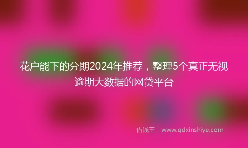 花户能下的分期2024年推荐，整理5个真正无视逾期大数据的网贷平台