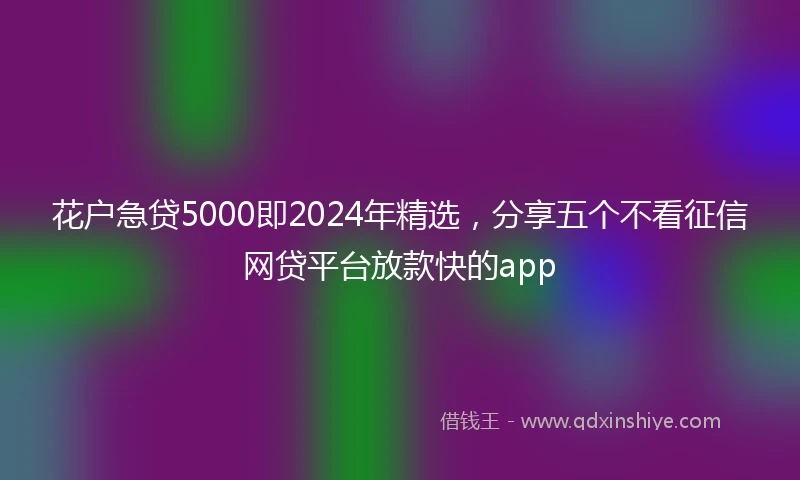 花户急贷5000即2024年精选，分享五个不看征信网贷平台放款快的app