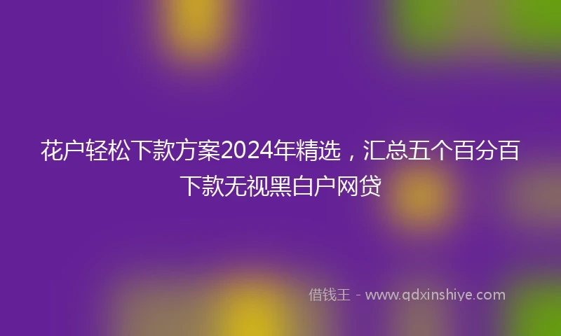 花户轻松下款方案2024年精选，汇总五个百分百下款无视黑白户网贷