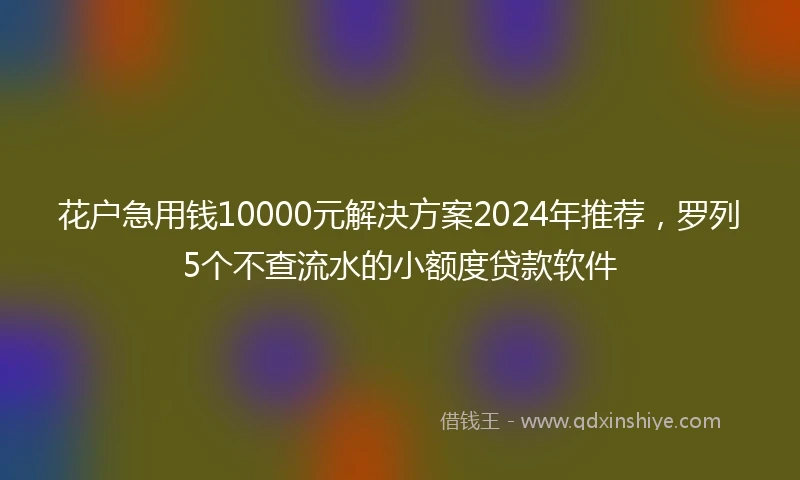 花户急用钱10000元解决方案2024年推荐，罗列5个不查流水的小额度贷款软件