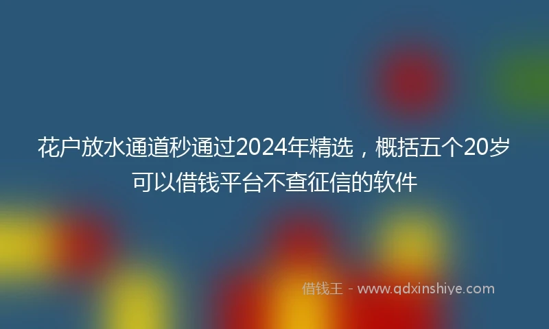 花户放水通道秒通过2024年精选，概括五个20岁可以借钱平台不查征信的软件