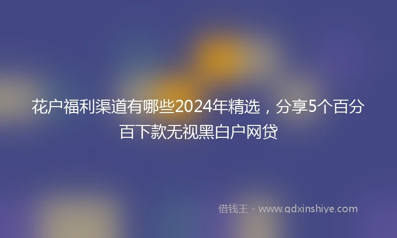 花户福利渠道有哪些2024年精选，分享5个百分百下款无视黑白户网贷