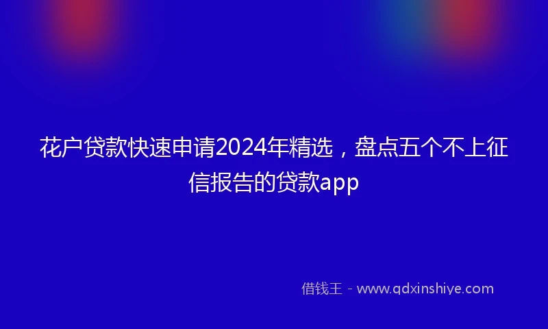 花户贷款快速申请2024年精选，盘点五个不上征信报告的贷款app