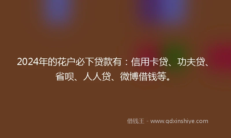 2024年的花户必下贷款有：信用卡贷、功夫贷、省呗、人人贷、微博借钱等。