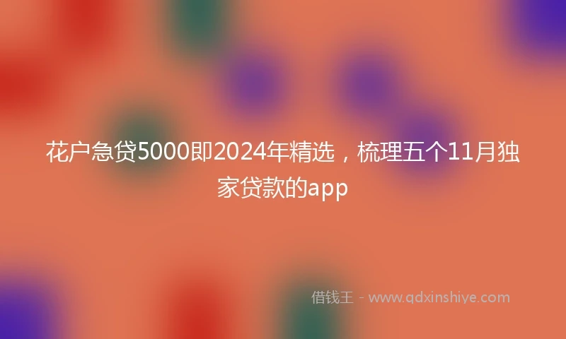 花户急贷5000即2024年精选，梳理五个11月独家贷款的app