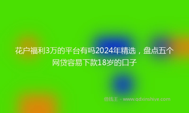 花户福利3万的平台有吗2024年精选，盘点五个网贷容易下款18岁的口子