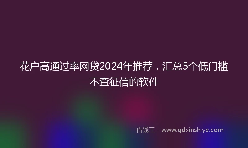 花户高通过率网贷2024年推荐，汇总5个低门槛不查征信的软件