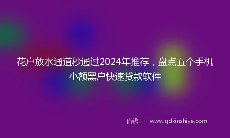 花户放水通道秒通过2024年推荐，盘点五个手机小额黑户快速贷款软件