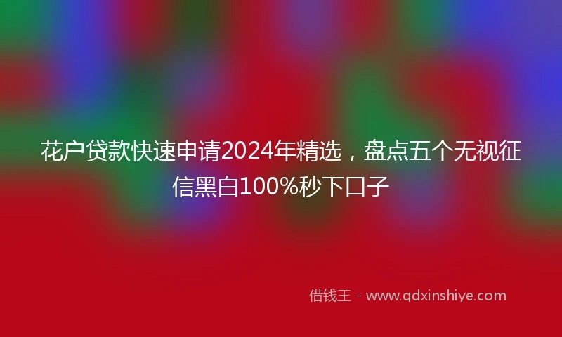 花户贷款快速申请2024年精选，盘点五个无视征信黑白100%秒下口子