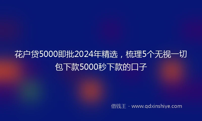 花户贷5000即批2024年精选，梳理5个无视一切包下款5000秒下款的口子
