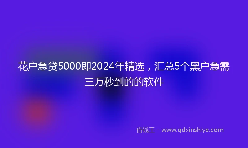 花户急贷5000即2024年精选，汇总5个黑户急需三万秒到的的软件