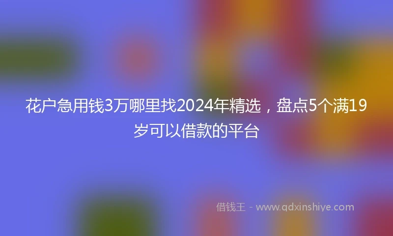 花户急用钱3万哪里找2024年精选，盘点5个满19岁可以借款的平台