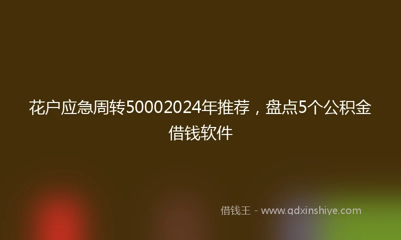 花户应急周转50002024年推荐，盘点5个公积金借钱软件