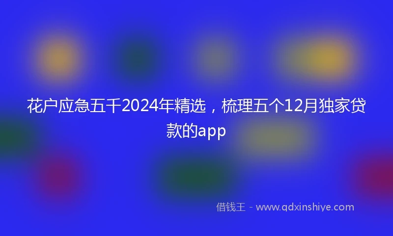 花户应急五千2024年精选，梳理五个12月独家贷款的app