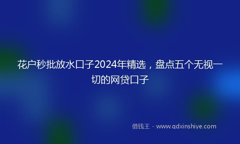 花户秒批放水口子2024年精选，盘点五个无视一切的网贷口子