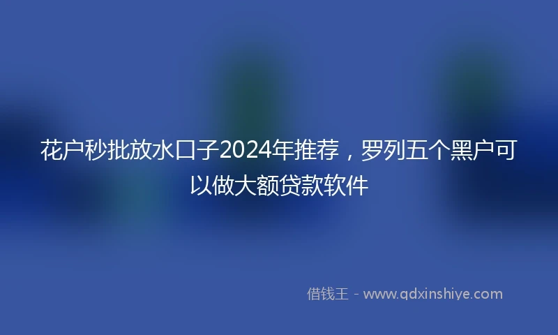 花户秒批放水口子2024年推荐，罗列五个黑户可以做大额贷款软件