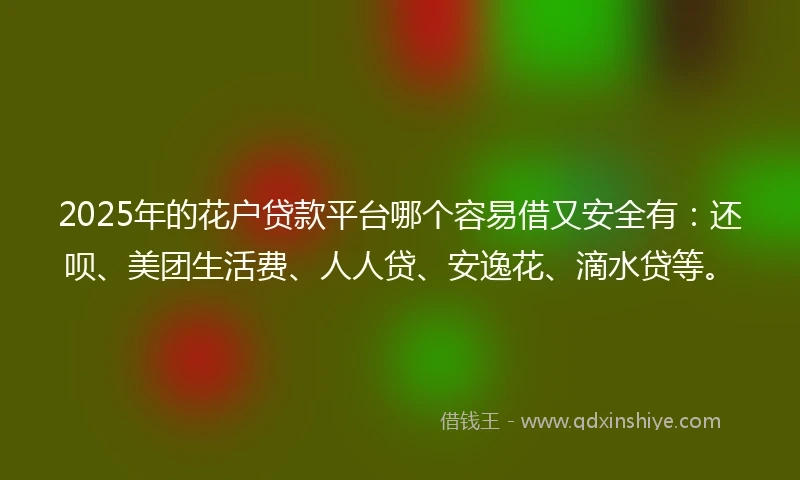 2025年的花户贷款平台哪个容易借又安全有：还呗、美团生活费、人人贷、安逸花、滴水贷等。