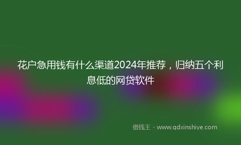 花户急用钱有什么渠道2024年推荐,归纳五个利息低的网贷软件
