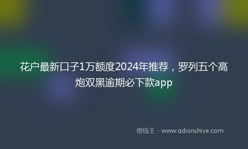 花户最新口子1万额度2024年推荐，罗列五个高炮双黑逾期必下款app