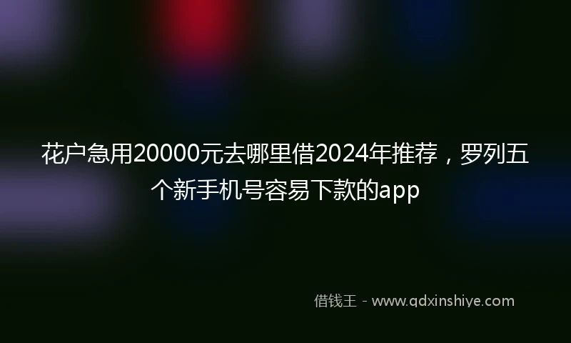 花户急用20000元去哪里借2024年推荐,罗列五个新手机号容易下款的app