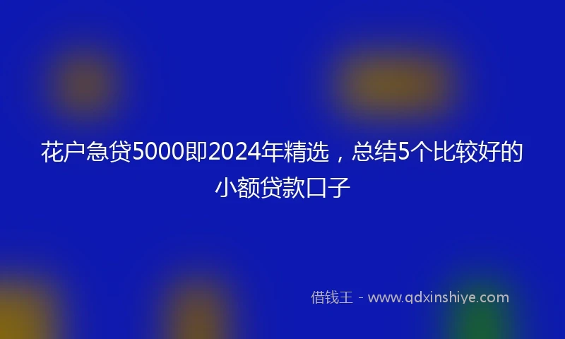 花户急贷5000即2024年精选，总结5个比较好的小额贷款口子