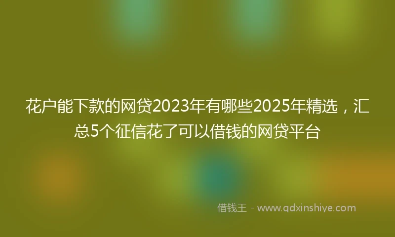 花户能下款的网贷2023年有哪些2025年精选，汇总5个征信花了可以借钱的网贷平台