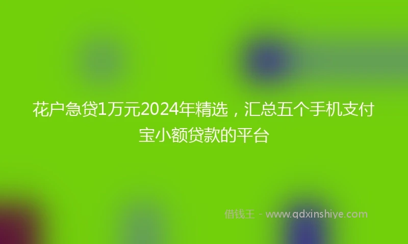 花户急贷1万元2024年精选，汇总五个手机支付宝小额贷款的平台