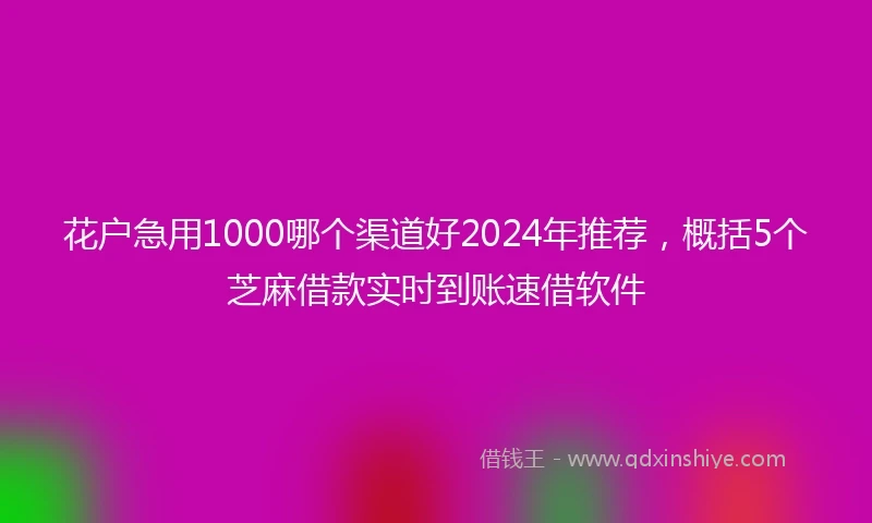 花户急用1000哪个渠道好2024年推荐，概括5个芝麻借款实时到账速借软件