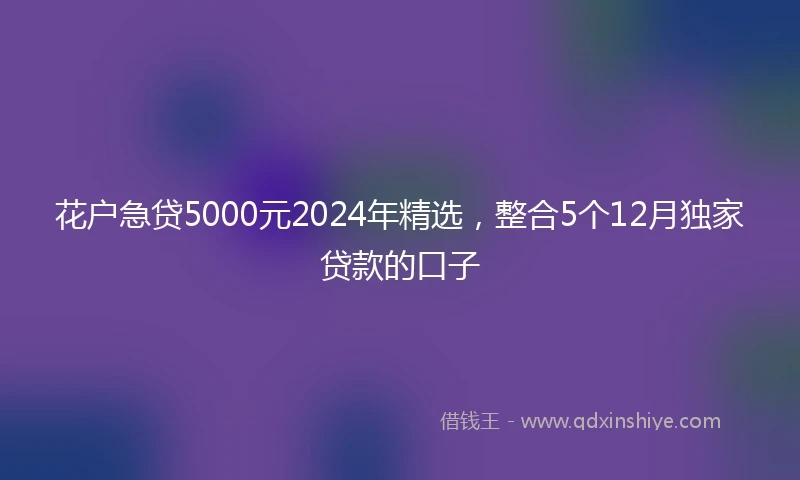 花户急贷5000元2024年精选，整合5个12月独家贷款的口子
