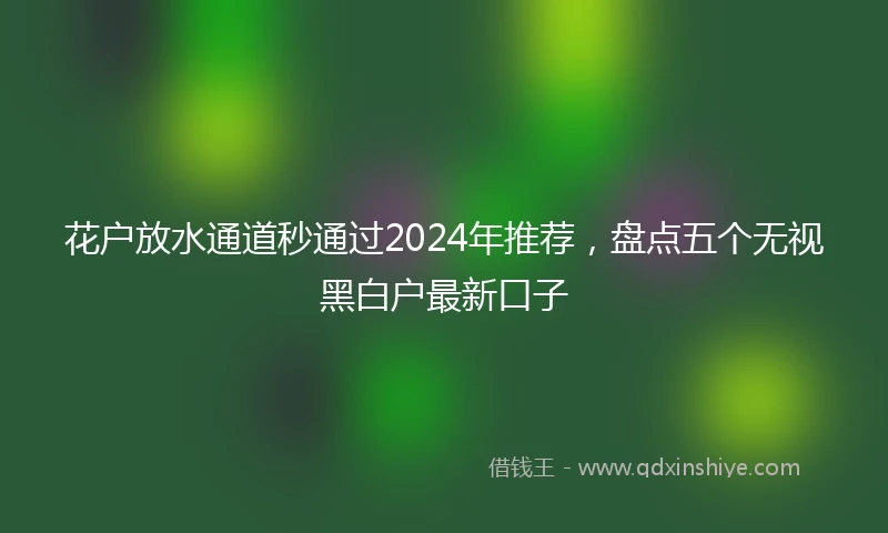 花户放水通道秒通过2024年推荐，盘点五个无视黑白户最新口子