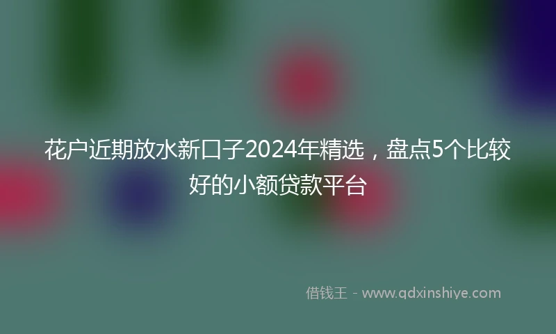 花户近期放水新口子2024年精选，盘点5个比较好的小额贷款平台