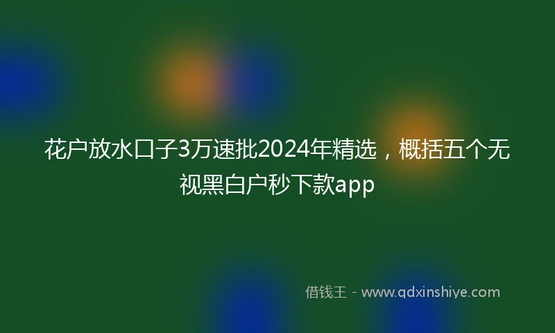 花户放水口子3万速批2024年精选，概括五个无视黑白户秒下款app