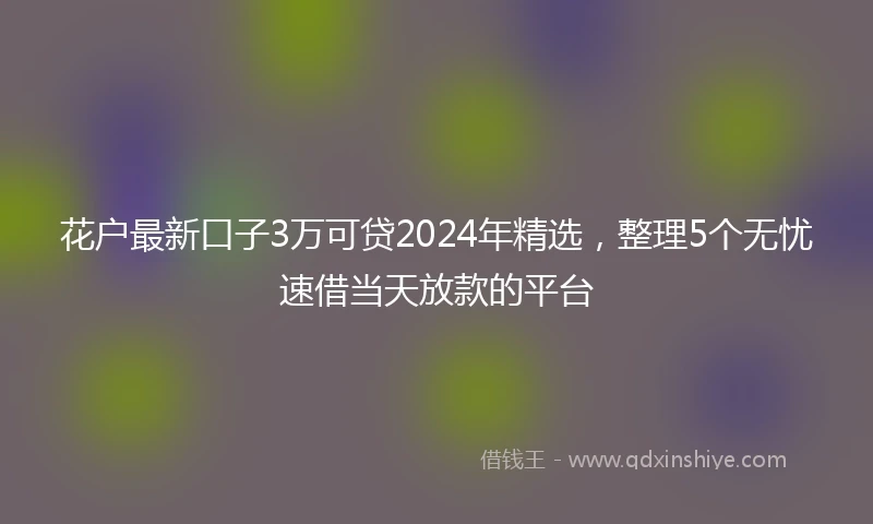 花户最新口子3万可贷2024年精选，整理5个无忧速借当天放款的平台