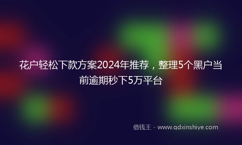 花户轻松下款方案2024年推荐，整理5个黑户当前逾期秒下5万平台