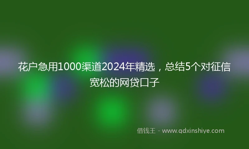 花户急用1000渠道2024年精选，总结5个对征信宽松的网贷口子