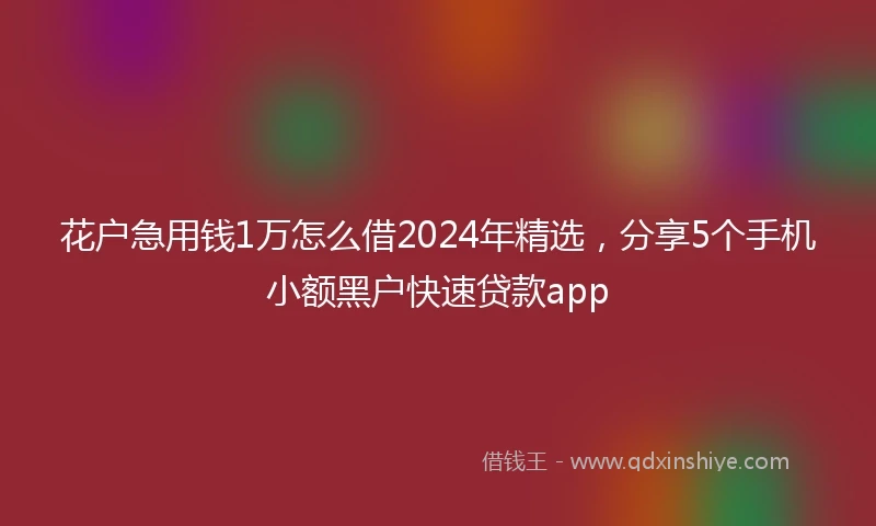 花户急用钱1万怎么借2024年精选,分享5个手机小额黑户快速贷款app