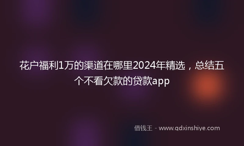 花户福利1万的渠道在哪里2024年精选，总结五个不看欠款的贷款app