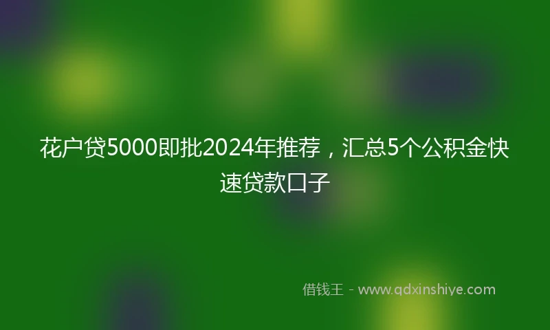 花户贷5000即批2024年推荐，汇总5个公积金快速贷款口子