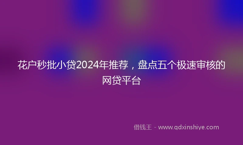 花户秒批小贷2024年推荐，盘点五个极速审核的网贷平台