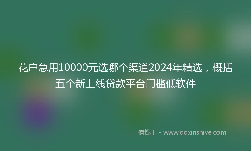 花户急用10000元选哪个渠道2024年精选，概括五个新上线贷款平台门槛低软件