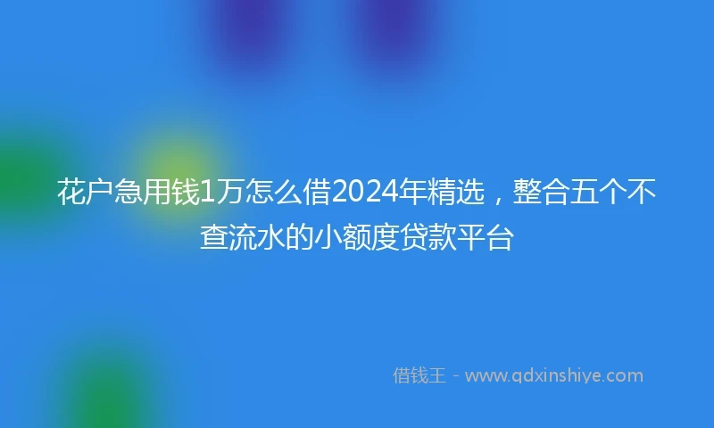 花户急用钱1万怎么借2024年精选，整合五个不查流水的小额度贷款平台