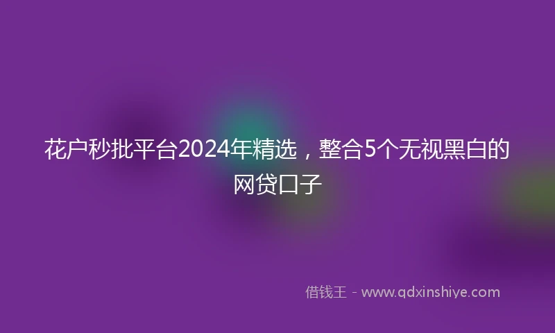 花户秒批平台2024年精选，整合5个无视黑白的网贷口子