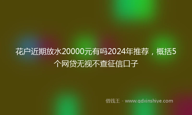 花户近期放水20000元有吗2024年推荐，概括5个网贷无视不查征信口子
