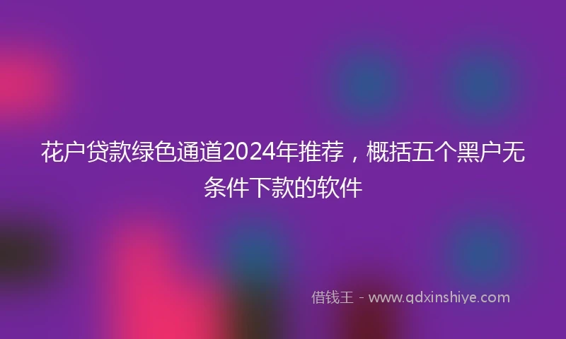 花户贷款绿色通道2024年推荐，概括五个黑户无条件下款的软件
