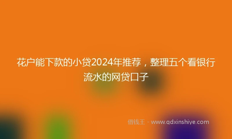 花户能下款的小贷2024年推荐，整理五个看银行流水的网贷口子